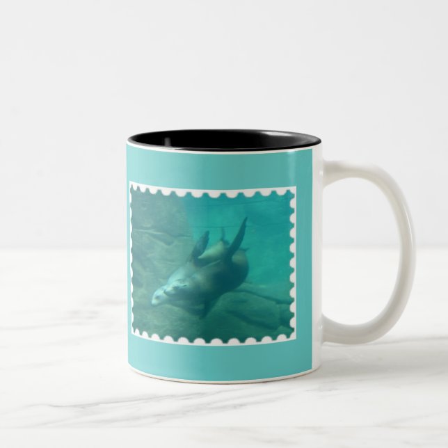 Café Em Dois Tons Caneca do Aqua dos leões de mar (Direita)