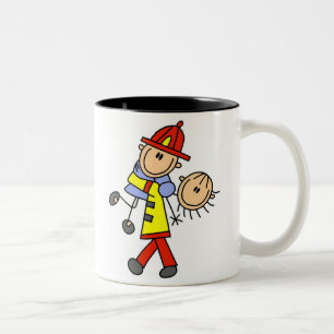 Café Em Dois Tons Caneca do Bombeiro de Palito Salvando Vidas