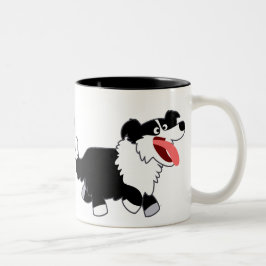 Café Em Dois Tons Caneca do Border Collie de Desenho Animado Fofo e