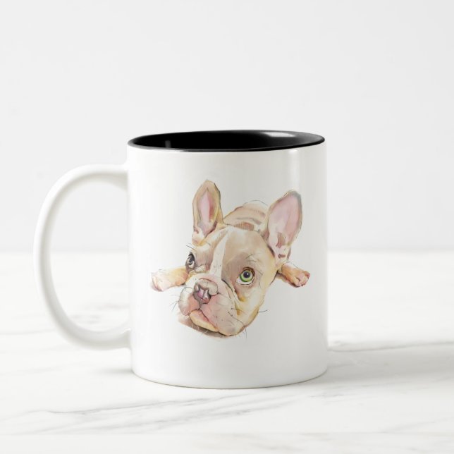 Café Em Dois Tons Caneca do Bulldog Francês, Presente de Mãe de Cach (Esquerda)