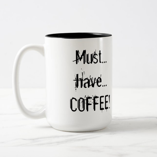 Café Em Dois Tons Caneca do "café" do Emoticon de Drooly (Esquerda)