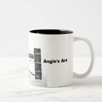 Café Em Dois Tons Caneca do cão cão" da arte de Angie de "