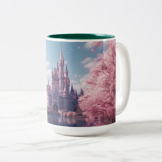 Café Em Dois Tons Caneca do Castelo de Contos de Fadas com Cerejeira
