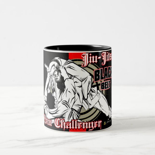 Café Em Dois Tons Caneca do cinturão negro de Jiu-Jitsu (Centro)