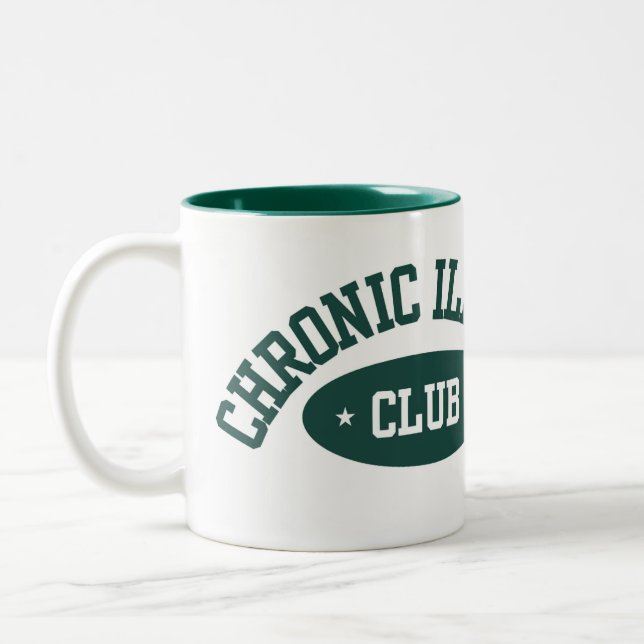 Café Em Dois Tons Caneca do Clube de Doenças Crônicas, Presente Fofo (Esquerda)