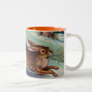 Café Em Dois Tons Caneca do coelho de dezembro
