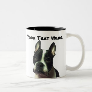 Café Em Dois Tons Caneca do costume de Boston Terrier