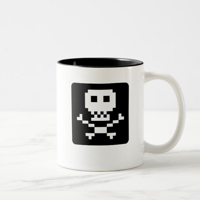 Café Em Dois Tons Caneca do crânio de Pixl (Direita)
