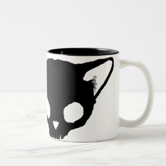 Café Em Dois Tons Caneca do crânio do gato preto de Kuginh™