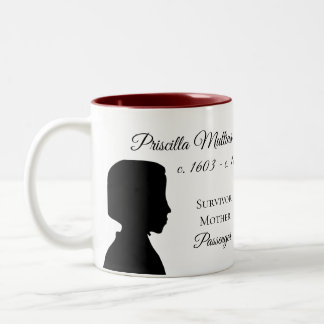 Café Em Dois Tons Caneca do descendente de Priscilla Mullins Alden