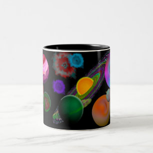 Café Em Dois Tons Caneca do design de sistema solar
