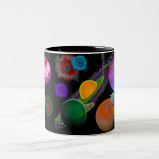 Café Em Dois Tons Caneca do design de sistema solar