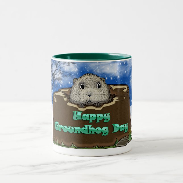 Café Em Dois Tons caneca do dia de groundhog (Centro)