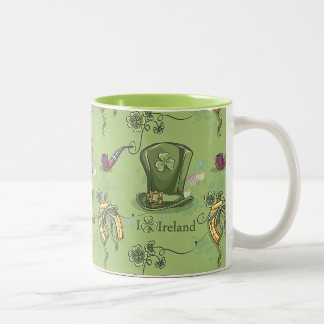 Café Em Dois Tons Caneca do Dia de São Patrício Irlandês (Direita)