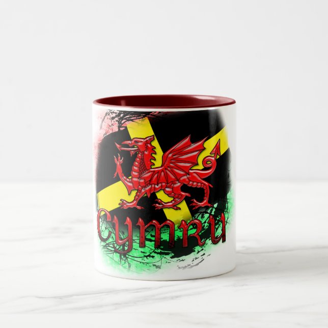 Café Em Dois Tons Caneca do dia de St David, Grunge, St David, (Centro)