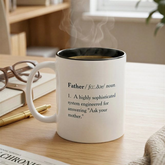 Café Em Dois Tons Caneca do Dia dos Pais com Definição de Pai Engraç (Criador carregado)