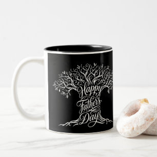 Café Em Dois Tons Caneca do Dia dos Pais com Tema de Árvore Entrelaç
