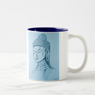 Café Em Dois Tons Caneca do Dois-tom azul de Buddha/Namaste