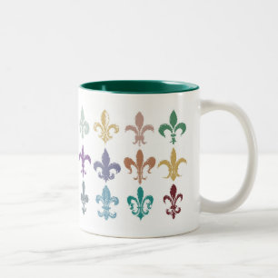 Café Em Dois Tons Caneca do estudo da flor de lis