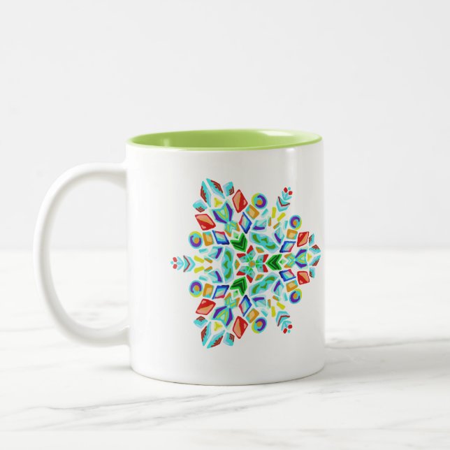 Café Em Dois Tons caneca do floco de neve do ~Triangular~ (Esquerda)
