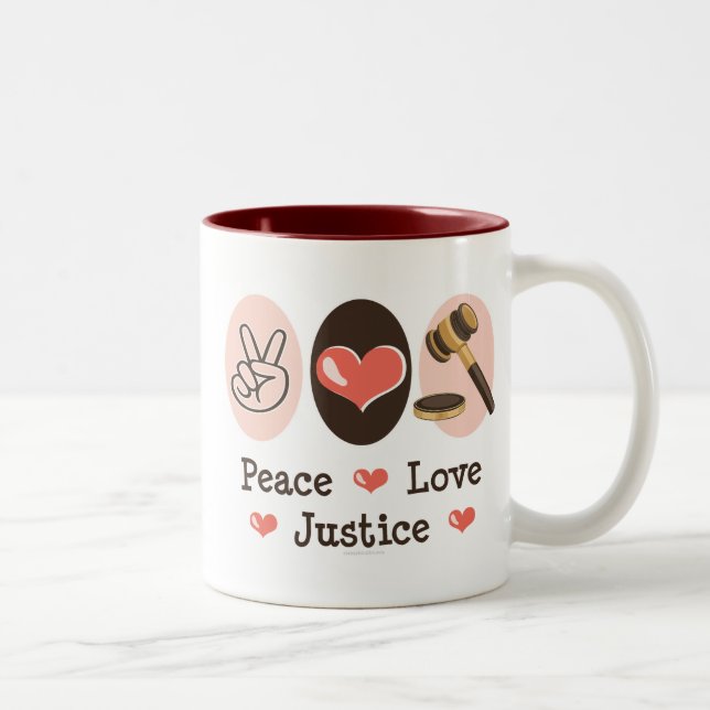 Café Em Dois Tons Caneca do juiz de justiça do amor da paz (Direita)