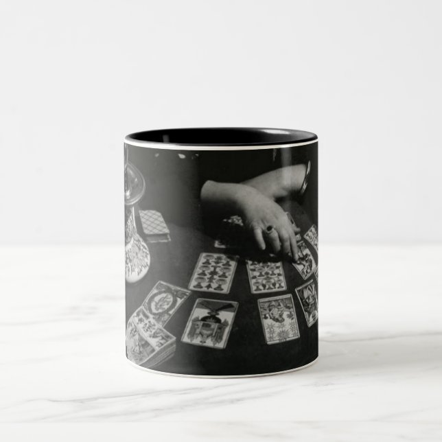 Café Em Dois Tons Caneca do leitor de Tarot do vintage (Centro)