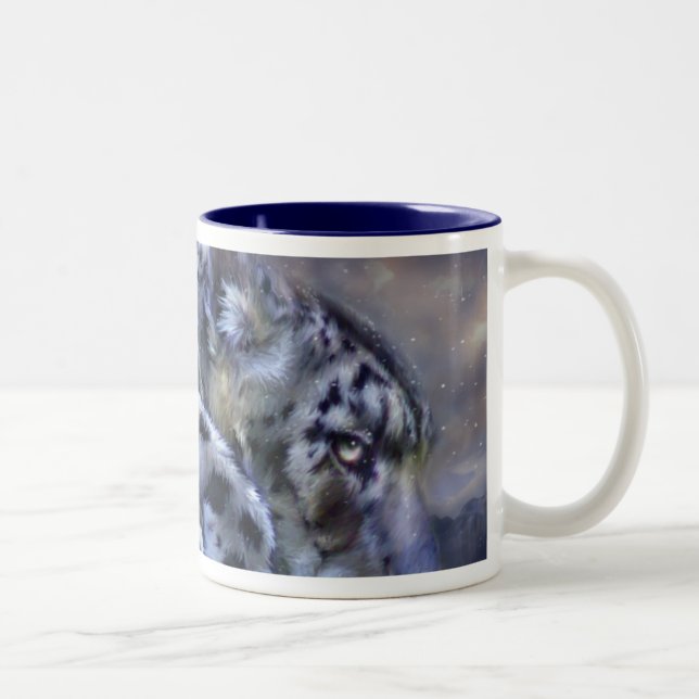 Café Em Dois Tons Caneca do leopardo de neve (Direita)