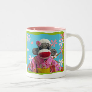 Café Em Dois Tons Caneca do macaco da peúga de Sakura
