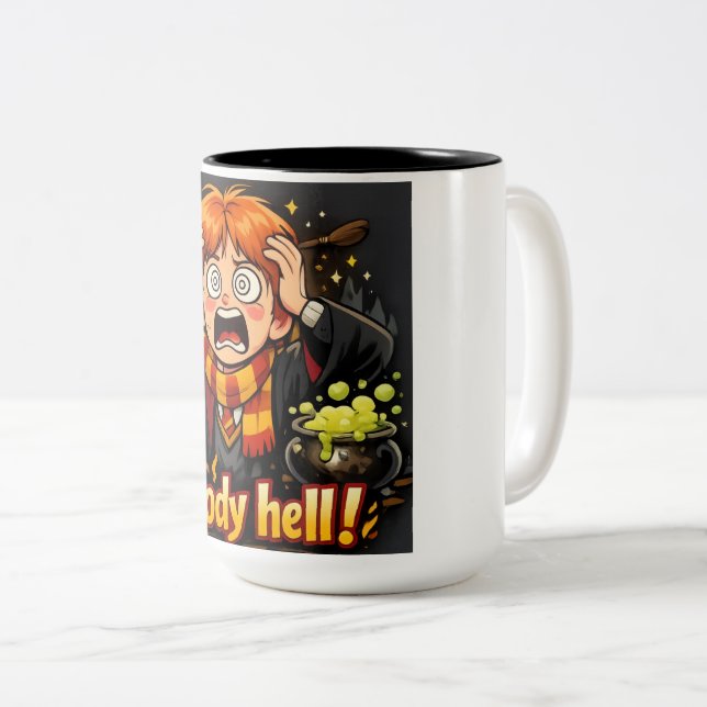 Café Em Dois Tons Caneca do Mago da Comédia para Amantes de Fantasia (Frente Esquerda)
