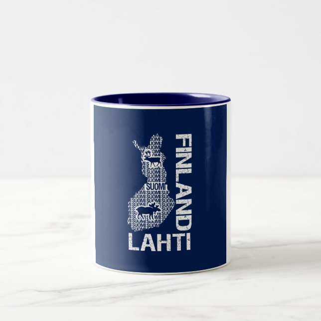 Café Em Dois Tons Caneca do MAPA de FINLANDIA - Lahti - escolha o (Centro)
