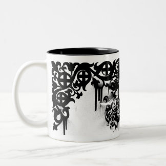 Café Em Dois Tons Caneca do marfim da morte do sangue de Angelspit