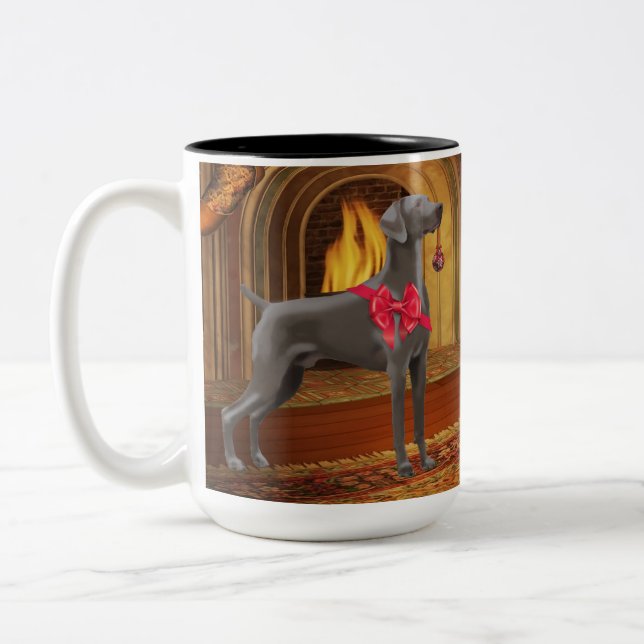 Café Em Dois Tons Caneca do Natal de Weimaraner (Esquerda)