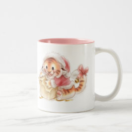 Café Em Dois Tons Caneca do Natal do tigre de Li'l
