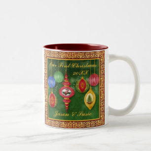 Café Em Dois Tons Caneca do Natal dos enfeites de natal clássicos ?