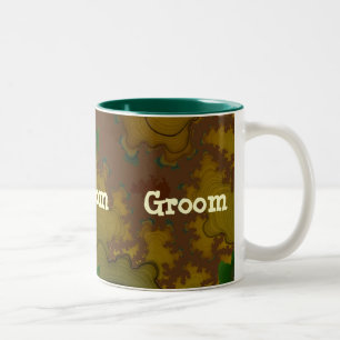 Café Em Dois Tons Caneca do noivo do Fractal de Camo