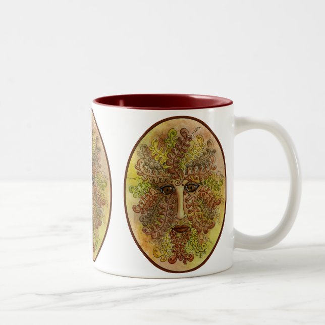 Café Em Dois Tons Caneca do outono de Greenman (Direita)