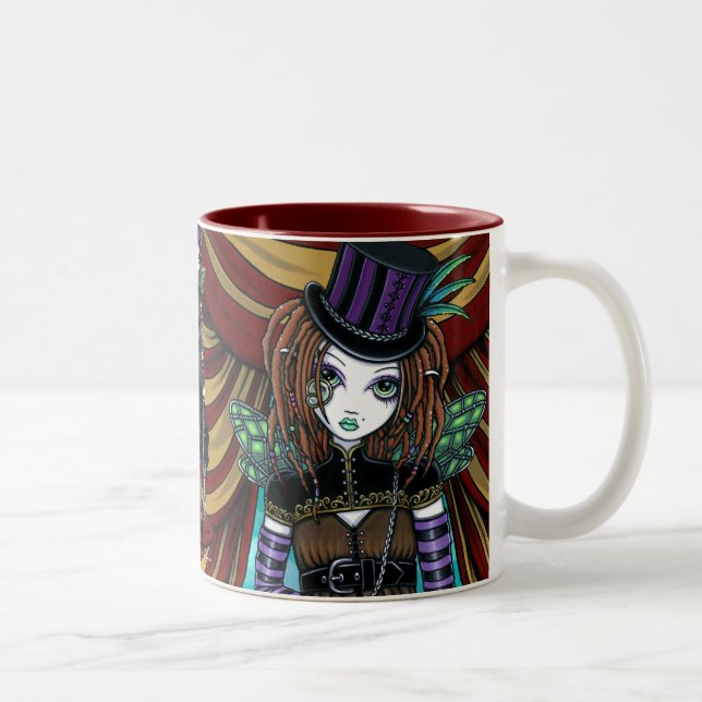 Café Em Dois Tons Caneca do país das fadas do circo de Steampunk do (Direita)