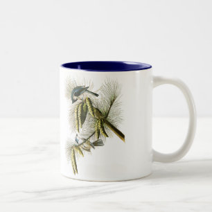 Café Em Dois Tons Caneca do pássaro de Audubon, Titmouse adornado,