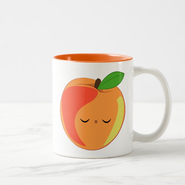 Café Em Dois Tons Caneca do pêssego de Kawaii Lil sonolento' (Direita)