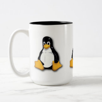 Café Em Dois Tons Caneca do pinguim de Linux Tux