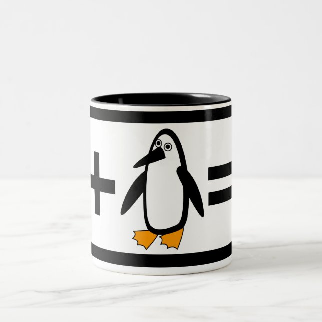 Café Em Dois Tons Caneca do pinguim de Ninja (Centro)