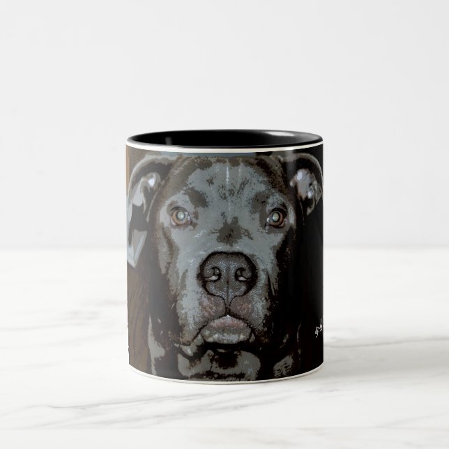 Café Em Dois Tons Caneca do Pit Bull Terrier de Nariz Azul (Centro)