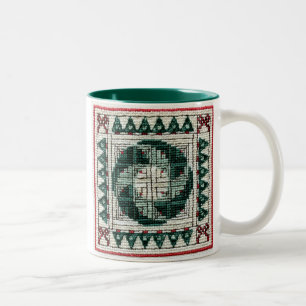 Café Em Dois Tons Caneca do ponto de cruz do Natal