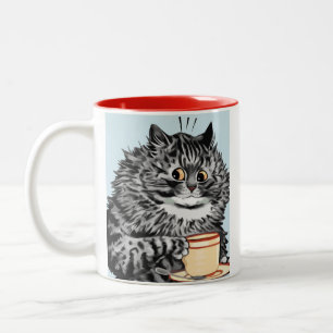 Café Em Dois Tons Caneca do presente da arte do gato do Teacup de