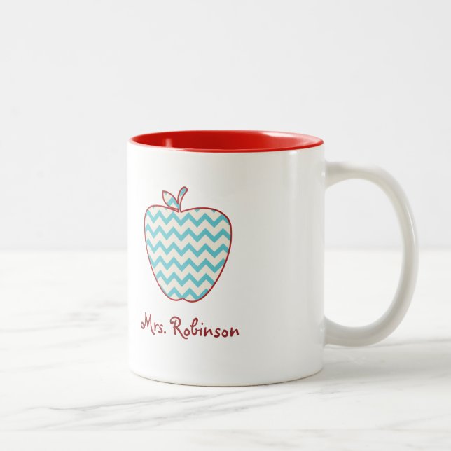 Café Em Dois Tons Caneca do professor de Chevron Apple do Aqua (Direita)