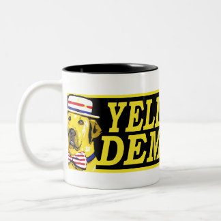 Café Em Dois Tons Caneca do sinal de Democrata do cão amarelo