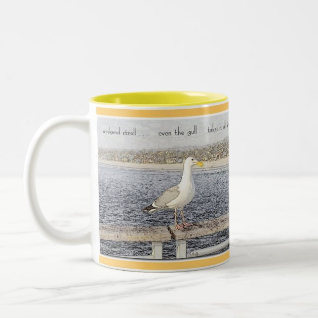 Café Em Dois Tons Caneca do Stroll do fim de semana (Esquerda)