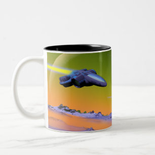 Café Em Dois Tons Caneca do vôo de Cyberian