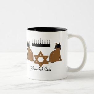 Café Em Dois Tons Caneca dos gatos de Chanukah