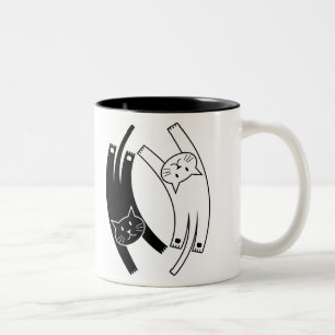 Café Em Dois Tons Caneca dos gatos de Yin & de Yang
